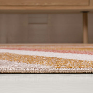 Retro Rainbow Contemporary Stripe Area Rug